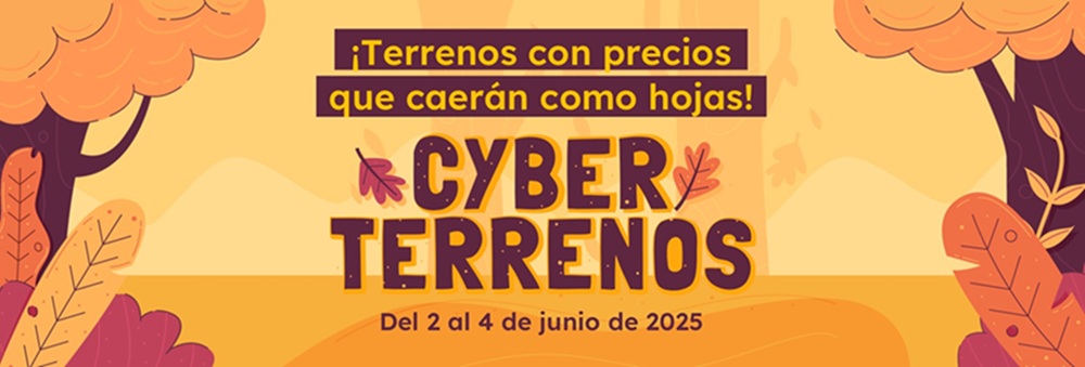 Imagen promocional de precampaña Cyber Terrenos 2025 de PortalTerreno.