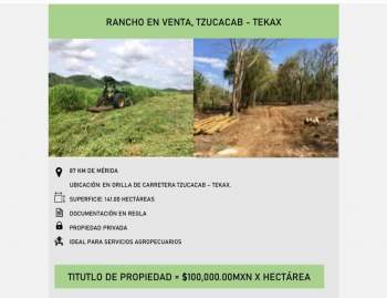 Venta Agrícola Tzucacab - Yucatán