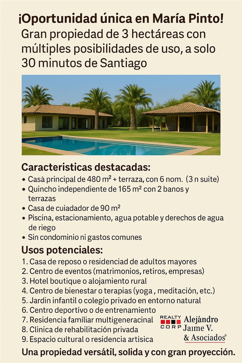 Venta Parcela María Pinto - Región Metropolitana